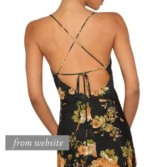 NWT Lulus Dress Black Floral Petal Prowess Lace-Up Slip Fairycore Whimsigoth S - Picture 9 of 10